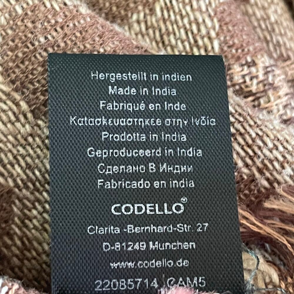 Codello Tan Heart Print Large Rectangular Scarf 7… - image 8